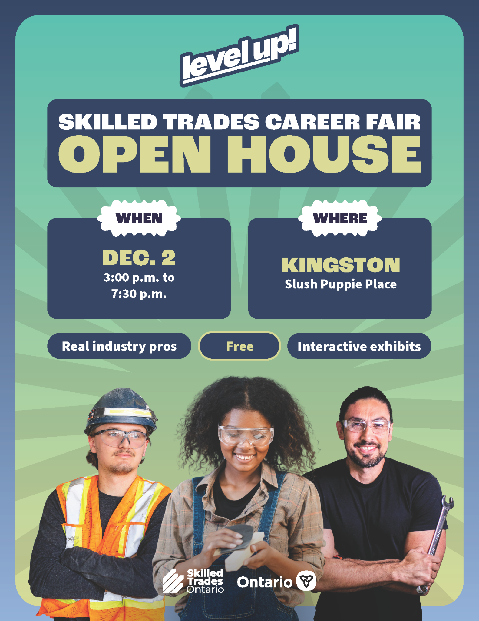 Level Up! Skilled Trades Career Fair Open House December 2 at Slush Puppie Place
